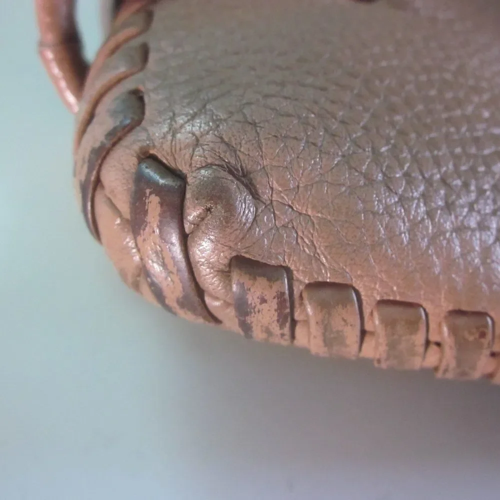 Allsaints Club Medium Clutch Crossbody Purse Tan Pebbled Leather